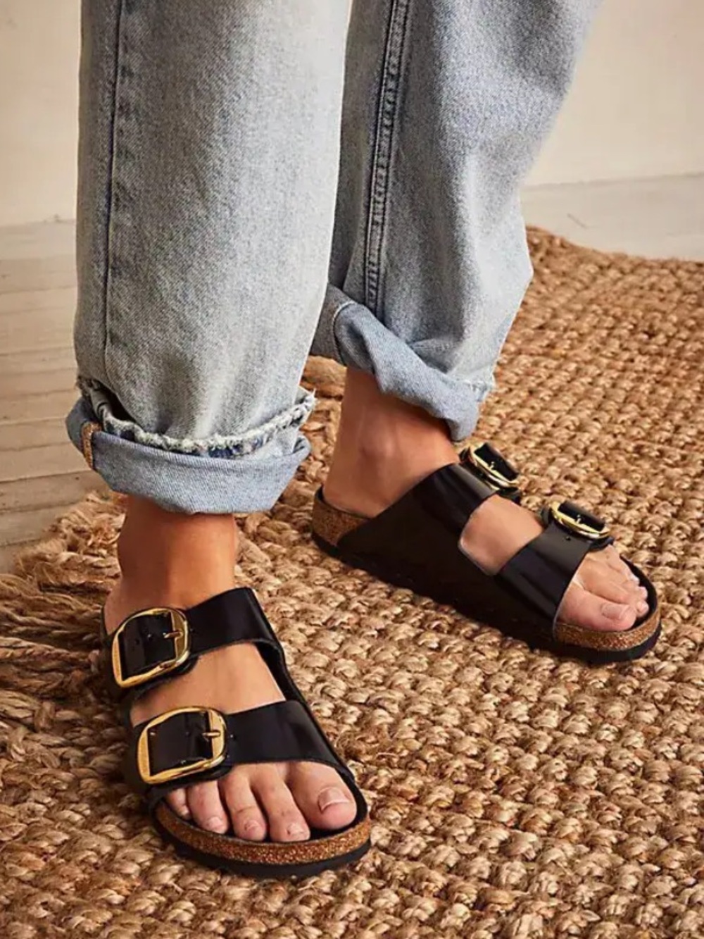 BIRKENSTOCK Arizona Big Buckle High Shine Sandals Black
